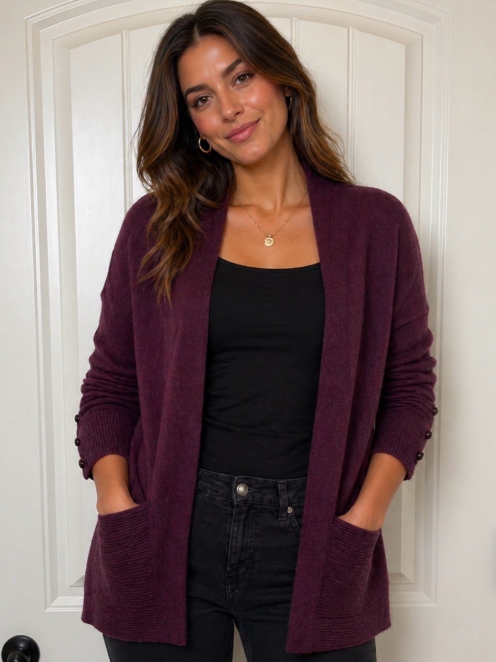 Volution cardigan sweater maroon size XS NWT